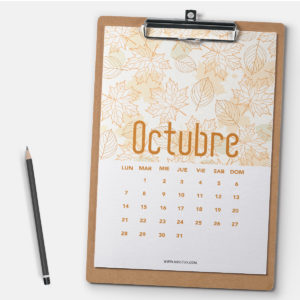 Calendario para octubre 2019